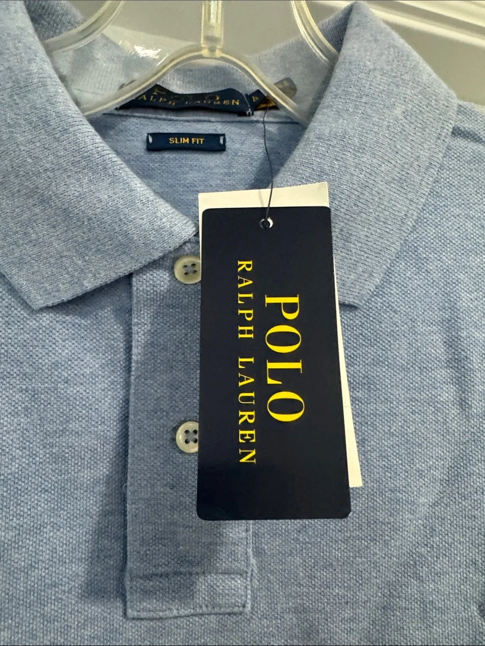 Ralph Lauren Men's Heather Light Blue Polo with Navy Pony